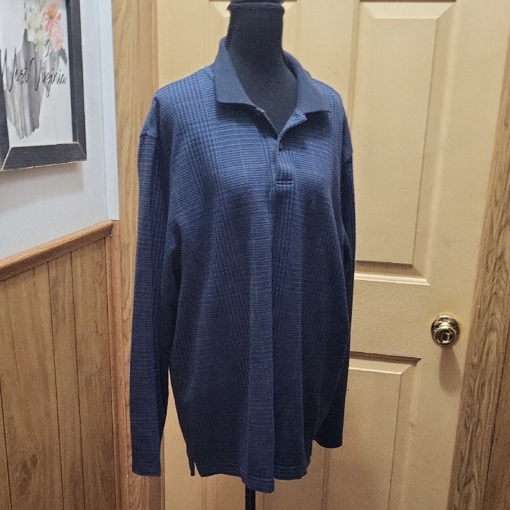 Arrow Navy and Gold Label LS Polo